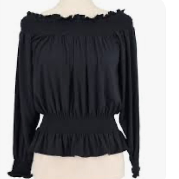 Ralph Lauren Women’s Jerseys Off-The Shoulder Peplum Top Black Petite Small - Picture 5 of 11